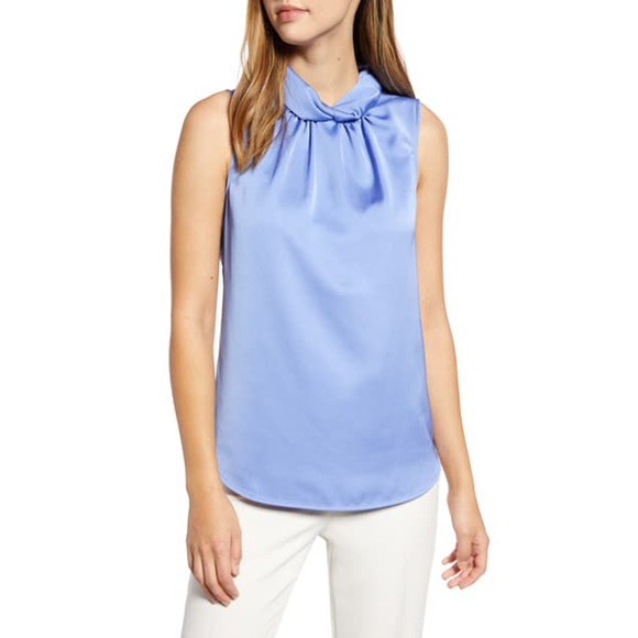 Anne Klein Satin Twist Collar Tank Sz 8 - Picture 1 of 6
